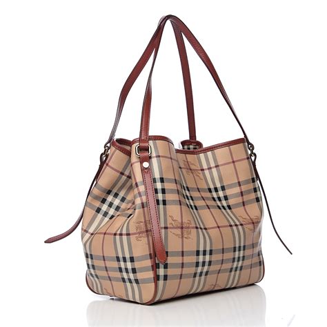 burberry haymarket check small reversible tote|Burberry checked canvas tote bag.